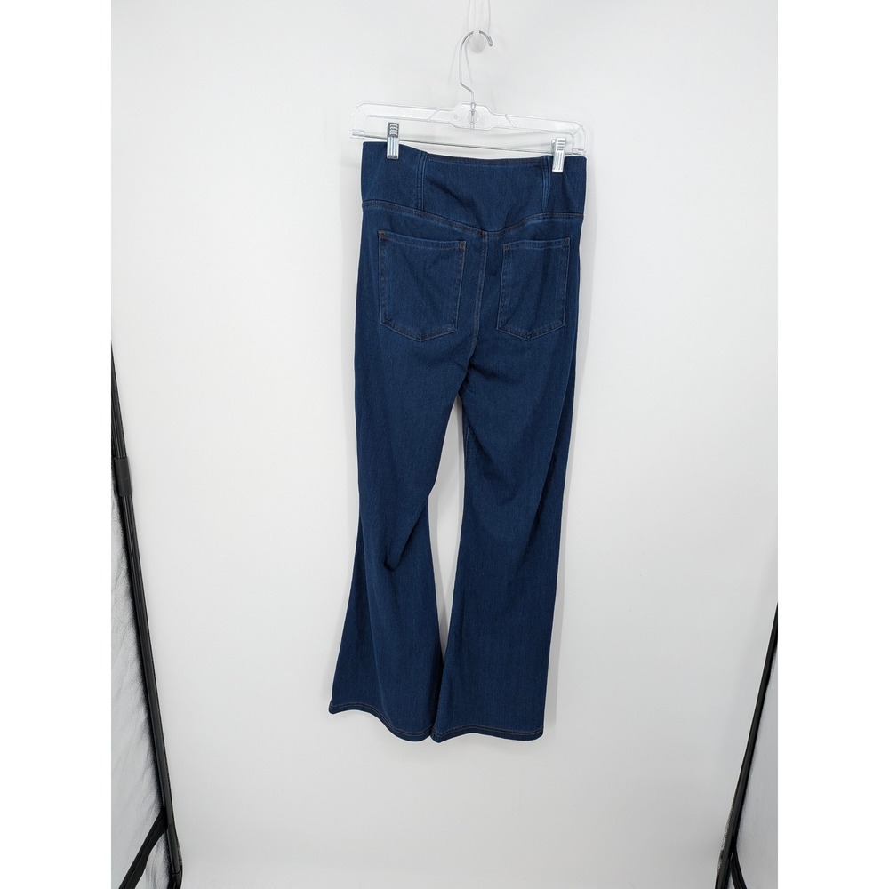 Halara Flex Denim Pants Women Medium Blue Crossover Flare Leg Casual Pull On - Picture 4 of 8